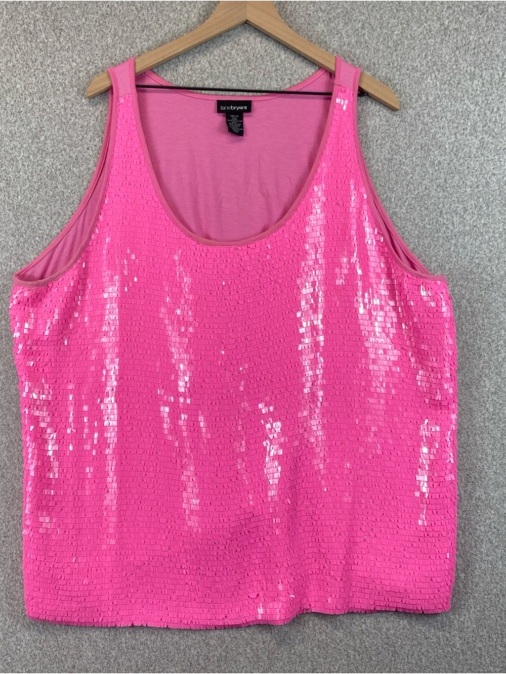 Lane Bryant Hot Pink Sequin Tank Top Size 26/28 colorful fun sparkle